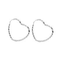 Brinco Argola Coração Torcido Prata 925 27mm