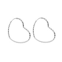 Brinco Argola Coração Torcido Prata 925 30mm Brinco Argola Coração Torcido Prata 925 30mm