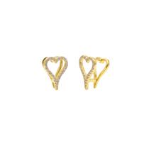 Brinco Argola Coração Vazado Micro Zircônia Cristal Banhado a Ouro Brinco Argola Coração Vazado Micro Zircônia Cristal Banhado a Ouro