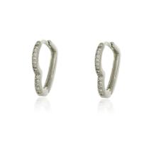 Brinco Argola Coração Via - Banho Ródio Branco Brinco Argola Coração Via - Banho Ródio Branco