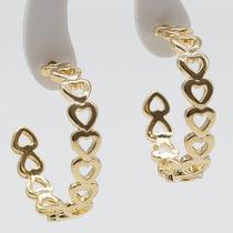 Brinco Argola Corações Banhada em Ouro 18K Brinco Argola Corações Banhada em Ouro 18K
