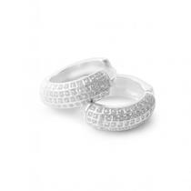 Brinco Argola Cravejada 5 linhas em Prata 925 Brinco Argola Cravejada 5 linhas em Prata 925