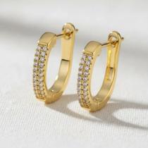 Brinco argola cravejada de zircônia banhada a ouro Zarpellon