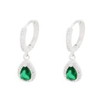 Brinco Argola Cravejada Gota Verde Brinco Argola Cravejada Gota Verde