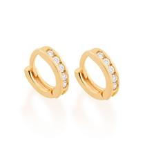 BRINCO ARGOLA CRAVEJADA POR 10 ZIRCÔNIAS 0,7 MM DE DIÂMETRO Brinco feminino folheado a ouro 18k joia antialérgica presente feminino mulheres BRINCO ARGOLA CRAVEJADA POR 10 ZIRCÔNIAS 0,7 MM DE DIÂMETRO Brinco feminino folheado a ouro 18k joia antialérgica presente feminino mulheres