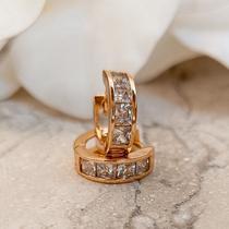 Brinco Argola Cravejada PP Zircônia Linha Quadrada