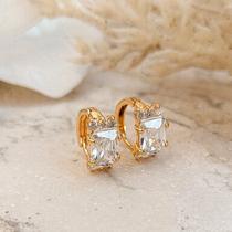 Brinco Argola Cravejada PP Zircônia Quadrada