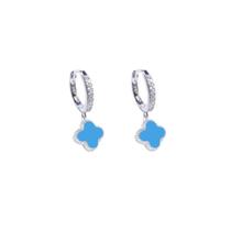 Brinco Argola Cravejada Trevo Azul