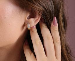 Brinco Argola Cravejado Banhado Ouro 18k
