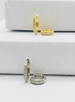 Brinco Argola Cravejado Ouro/Prata 925 - Dourado 10cm Brinco Argola Cravejado Ouro/Prata 925 - Dourado 10cm