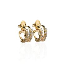 Brinco argola cristais transparentes banhado a ouro 18k Brinco argola cristais transparentes banhado a ouro 18k