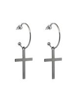 Brinco argola crucifixo médio ródio negro