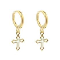 Brinco argola crucifixo resinado laranja
