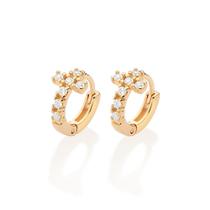 Brinco argola cruz banhado a ouro BRANCO 527381 Rommanel Brinco argola cruz banhado a ouro BRANCO 527381 Rommanel