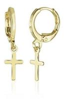 Brinco Argola Cruz Dourado Pequeno Folheado Com Garantia