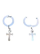 Brinco Argola Cruz Pressão Par Aço Inox Masculino Feminino Brinco Argola Cruz Pressão Par Aço Inox Masculino Feminino