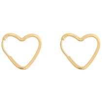 Brinco Argola De Coração De Ouro 18k Brinco Argola De Coração De Ouro 18k