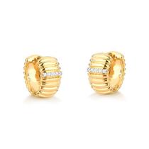 Brinco argola de Ouro 18k com 8 pontos de Diamante