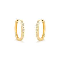 Brinco argola de Ouro 18k com zircônia