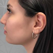 Brinco Argola de prata 925 6 lados Médio Fio Quadrado 4cm