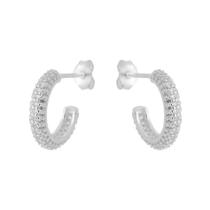 Brinco argola de prata 925 com pedras cravadas - prata 925 Brinco argola de prata 925 com pedras cravadas - prata 925