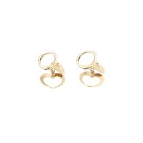 Brinco Argola Dois Corações Pendurados Banho Ouro 18k