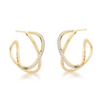 Brinco Argola dois fios entrelaçados Banhado a Ouro 18k