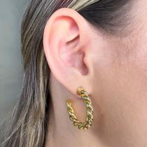 Brinco Argola Dois Fios Torcido Grande Banhado em Ouro 18k Brinco Argola Dois Fios Torcido Grande Banhado em Ouro 18k