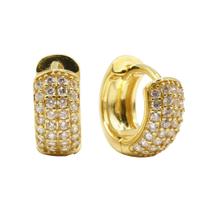 Brinco Argola Dourado Cravejado Com Zircônias Brinco Argola Dourado Cravejado Com Zircônias