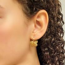 Brinco Argola Dupla Borboleta Banhado á Ouro 18k Brinco Argola Dupla Borboleta Banhado á Ouro 18k