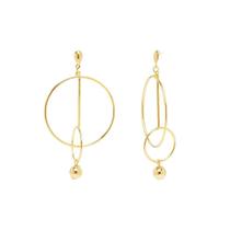 Brinco Argola Dupla Com Bolinha Folheado A Ouro 18K