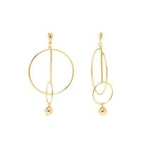 Brinco Argola Dupla Com Bolinha Folheado A Ouro 18K