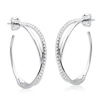 Brinco Argola Dupla Cravejada De Prata 925 Brinco Argola Dupla Cravejada De Prata 925