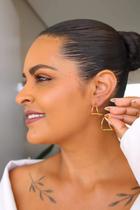 Brinco Argola Dupla Folheado Dourado Tamanho 46mm