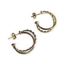 Brinco Argola Dupla Torcida Folheado 18K