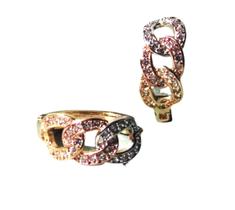 Brinco Argola Elos 3 Ouros com Zircônia Semijoia Lizzy Fatin Brinco Argola Elos 3 Ouros com Zircônia Semijoia Lizzy Fatin