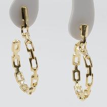 Brinco Argola em Elos Trabalhados Banhada em Ouro 18K Brinco Argola em Elos Trabalhados Banhada em Ouro 18K