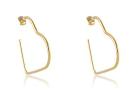 Brinco Argola Em Forma De Coração Folheado