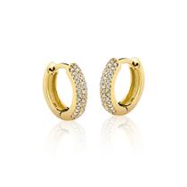 Brinco Argola em Ouro 18k com 40 Pontos de Diamante 15,0 mm