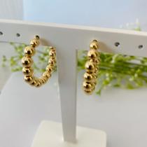 Brinco Argola Esferas - Folheado a Ouro 18K