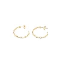 Brinco Argola Estilo Corrente Banho Ouro 18k