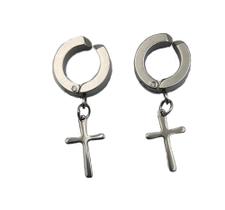 Brinco Argola Falso Pressão Cruz Crucifixo 1 par(2un)