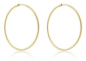 Brinco Argola Fechada Fina Grande Virginia banhado em ouro 18k