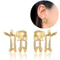 Brinco Argola Feminina Cravejada Borboleta Banhado Semijoia