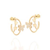 Brinco Argola Feminino Lindo Rommanel Borboleta Com Zircônias Banhado Ouro 18k Brinco Argola Feminino Lindo Rommanel Borboleta Com Zircônias Banhado Ouro 18k