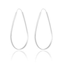 Brinco Argola Feminino Modelo Gota Em Prata 925