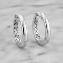 Brinco Argola feminino Oval Ródio Zarpellon Brinco Argola feminino Oval Ródio Zarpellon