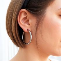 Brinco Argola feminino Redonda Ródio Zarpellon Brinco Argola feminino Redonda Ródio Zarpellon