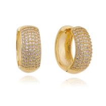 Brinco Argola Feminino Semijoias Zircônia Banhado A Ouro 18k