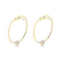 Brinco Argola Fio Lisa Pingente Entremeio Folheado Ouro Dourada